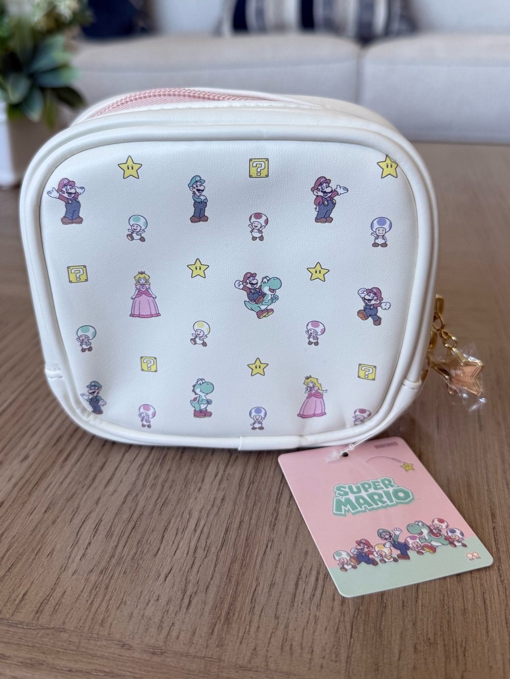 Super Mario Brothers Square Cosmetic/ Stationary Bag Nintendo Store Japan NWT